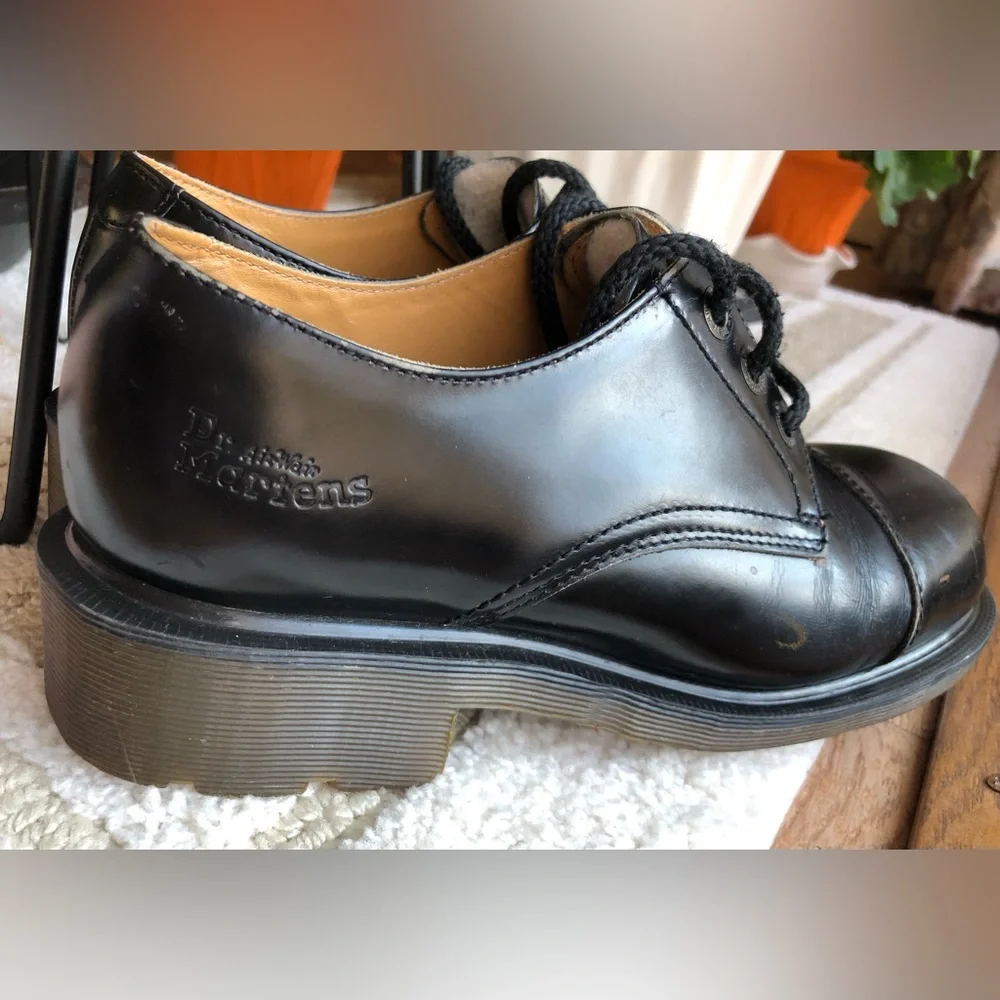 Dr. Martens Black Cap Toe Leather Shoes - Picture 3 of 8